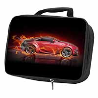 Red Fire Sports Car Black Insulated School Lunch Box/Picnic Bag