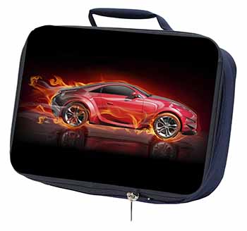 Red Fire Sports Car Navy Insulated School Lunch Box/Picnic Bag