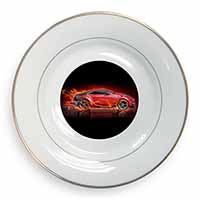 Red Fire Sports Car Gold Rim Plate Printed Full Colour in Gift Box