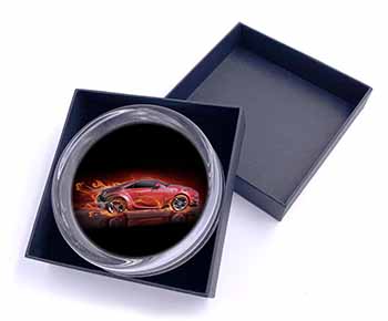 Red Fire Sports Car Glass Paperweight in Gift Box
