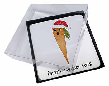 4x Christmas Carrot Picture Table Coasters Set in Gift Box