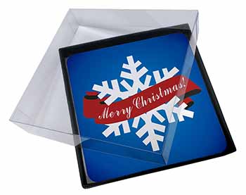 4x Merry Christmas Picture Table Coasters Set in Gift Box