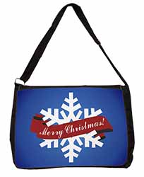 Merry Christmas Large Black Laptop Shoulder Bag School/College