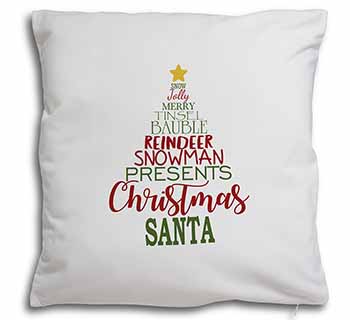 Christmas Word Tree Soft White Velvet Feel Scatter Cushion