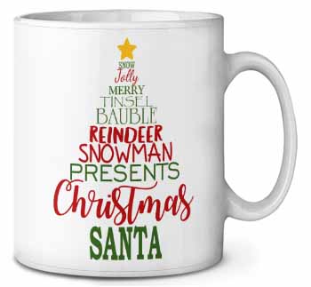 Christmas Word Tree Ceramic 10oz Coffee Mug/Tea Cup
