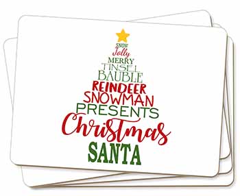 Christmas Word Tree Picture Placemats in Gift Box