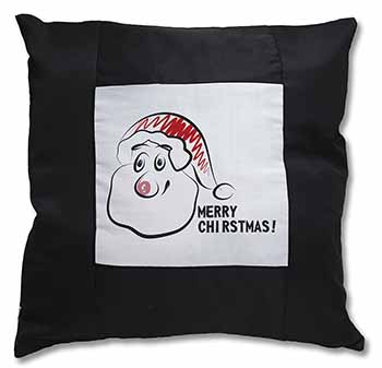 Merry Christmas Black Satin Feel Scatter Cushion