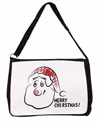 Merry Christmas Large Black Laptop Shoulder Bag School/College