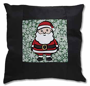 Father Christmas Black Satin Feel Scatter Cushion