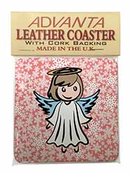 Christmas Angel Single Leather Photo Coaster