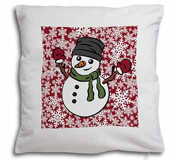 Christmas Snow Man Soft White Velvet Feel Scatter Cushion