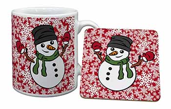 Christmas Snow Man Mug and Coaster Set