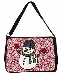 Christmas Snow Man Large Black Laptop Shoulder Bag School/College