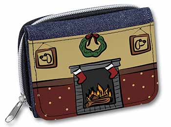 Christmas Fire Place Unisex Denim Purse Wallet
