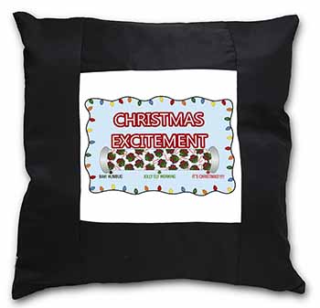 Christmas Excitement Scale Black Satin Feel Scatter Cushion