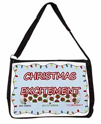 Christmas Excitement Scale Large Black Laptop Shoulder Bag School/College