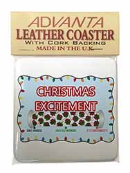 Christmas Excitement Scale Single Leather Photo Coaster