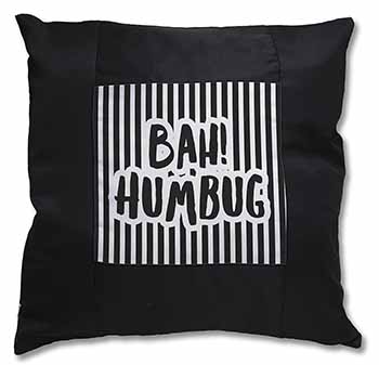 Christmas - Bah! Humbug Black Satin Feel Scatter Cushion