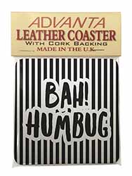 Christmas - Bah! Humbug Single Leather Photo Coaster