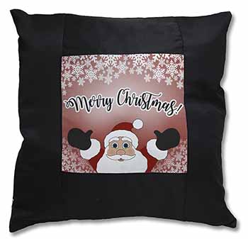 Merry Christmas Black Satin Feel Scatter Cushion