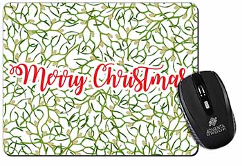 Merry Christmas with Mistletoe Background Computer Mouse Mat