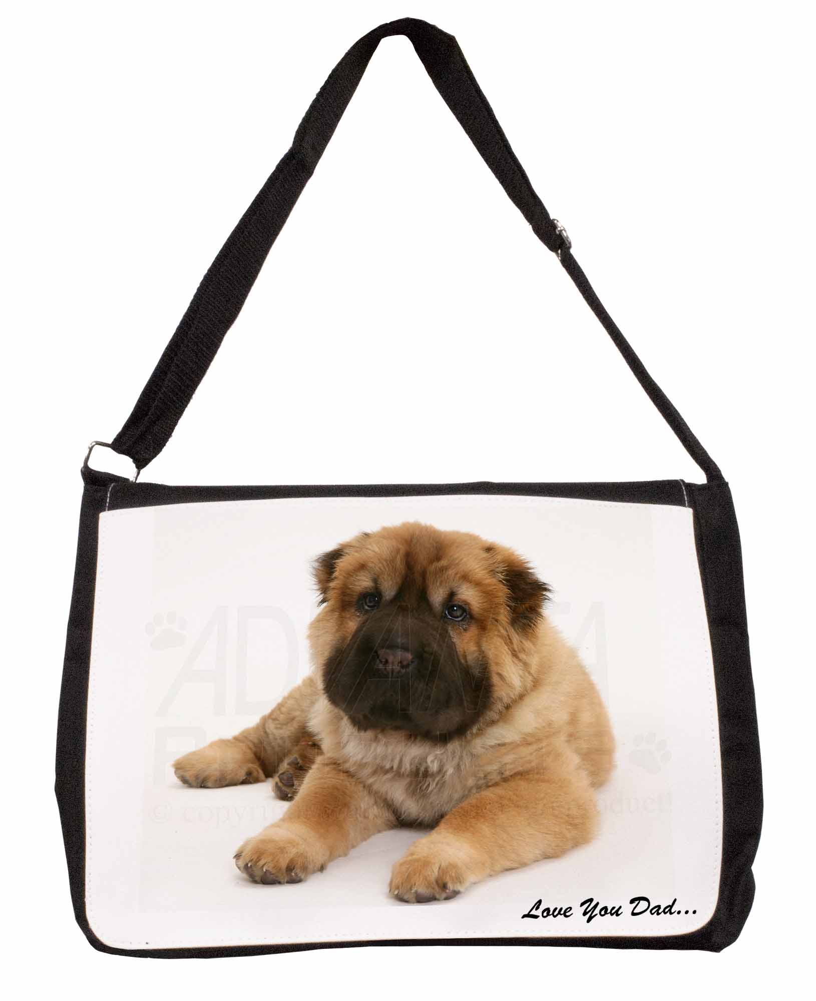 Bear Coat Shar Pei Love You Dad Large Black Laptop Shoulder Bag