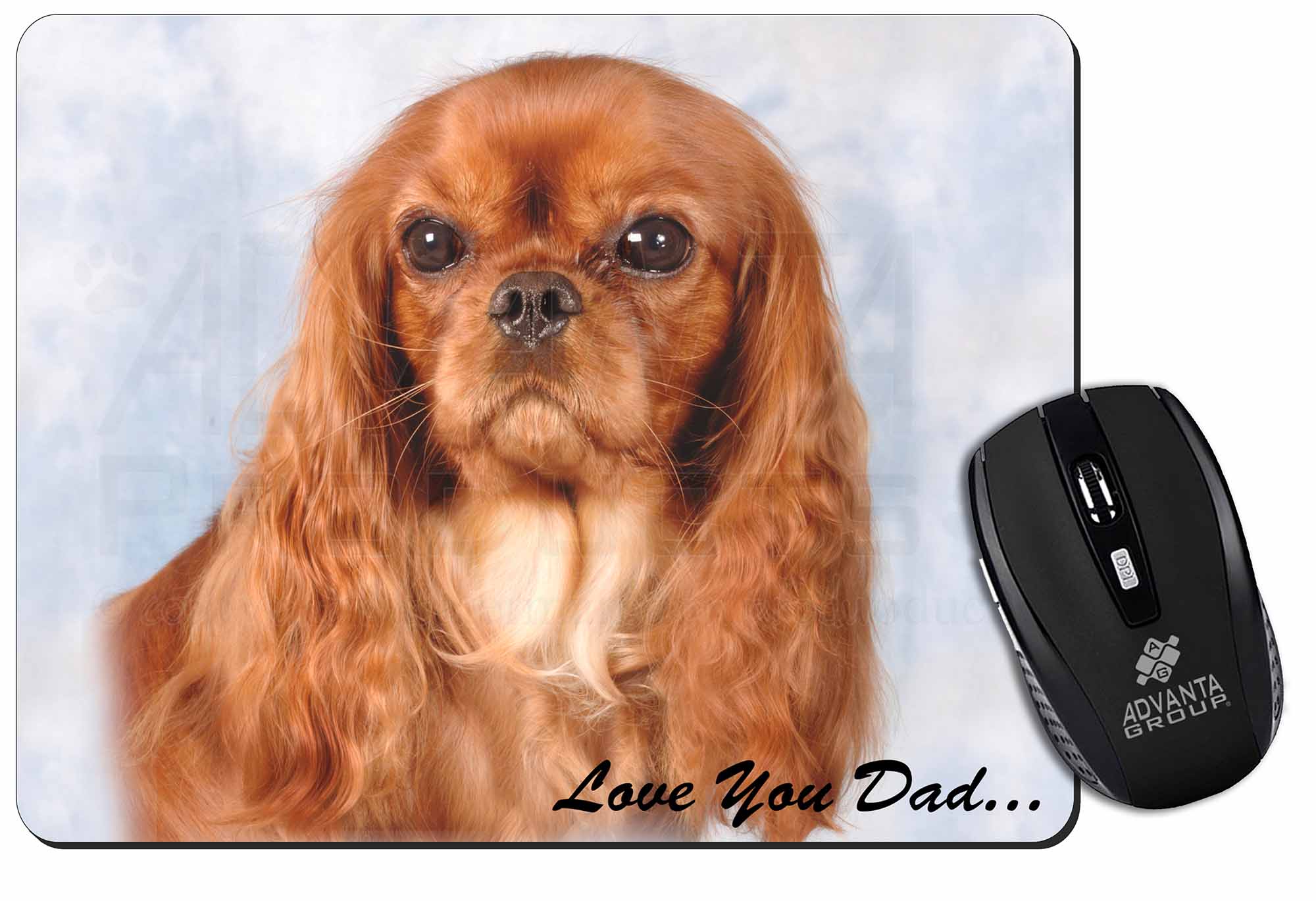Ruby King Charles /'Love You Dad/' Black Rim Glass Placemat Animal Tabl DAD-112GP