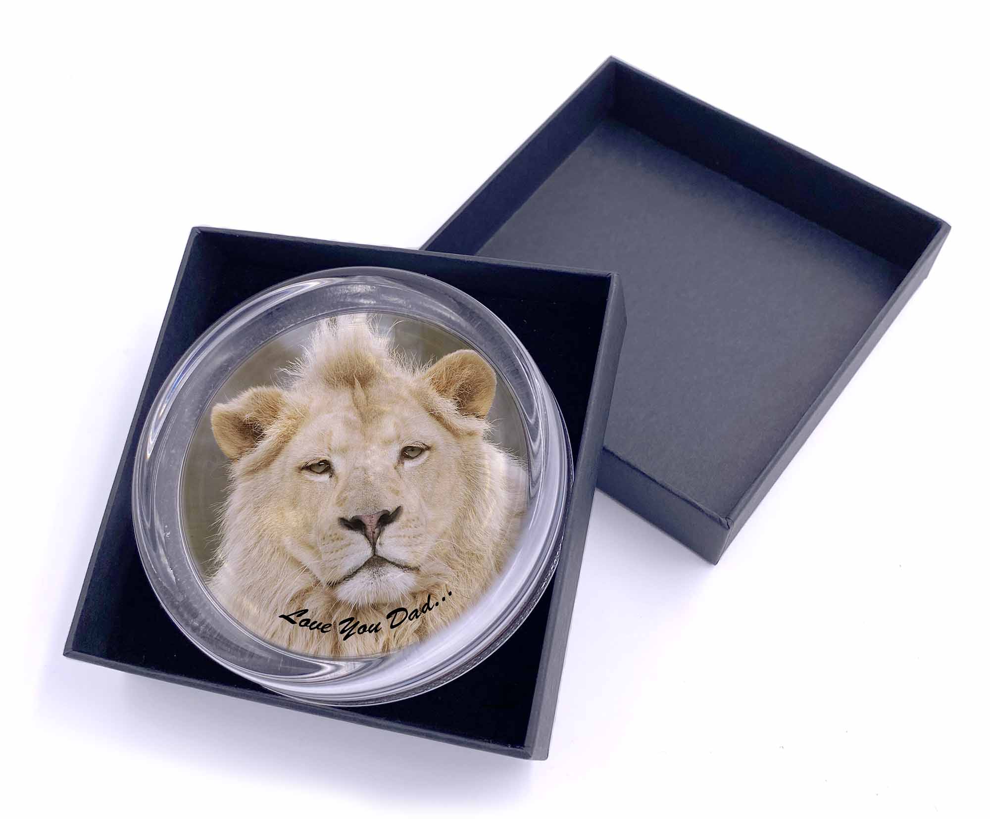 Lions in Love Glass Paperweight in Gift Box Christmas Present AT-7PW