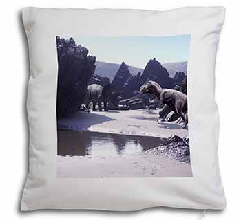 Dinosaur Print Soft White Velvet Feel Scatter Cushion