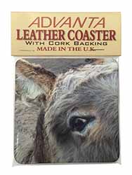 New Donkey Close-up Single Leather Photo Coaster