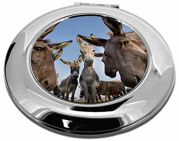 Donkeys Intrigued by Camera Make-Up Round Compact Mirror