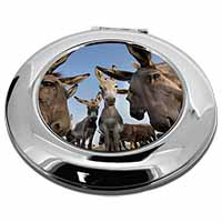 Donkeys Intrigued by Camera Make-Up Round Compact Mirror