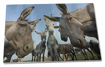 Large Glass Cutting Chopping Board Donkeys Intrigued by Camera
