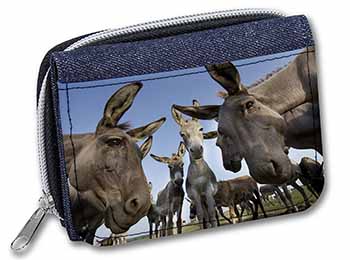 Donkeys Intrigued by Camera Unisex Denim Purse Wallet