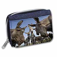 Donkeys Intrigued by Camera Unisex Denim Purse Wallet