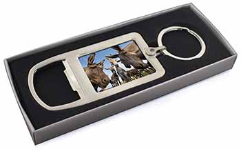 Donkeys Intrigued by Camera Chrome Metal Bottle Opener Keyring in Box