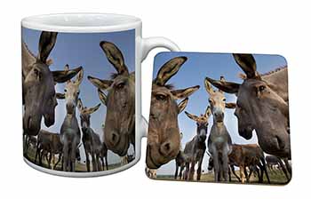 Donkeys Intrigued by Camera Mug and Coaster Set