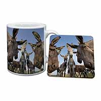 Donkeys Intrigued by Camera Mug and Coaster Set