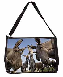 Donkeys Intrigued by Camera Large Black Laptop Shoulder Bag School/College