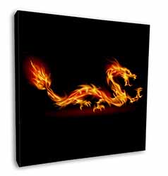 Stunning Fire Flame Dragon on Black Square Canvas 12"x12" Wall Art Picture Print