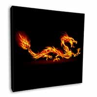 Stunning Fire Flame Dragon on Black Square Canvas 12"x12" Wall Art Picture Print