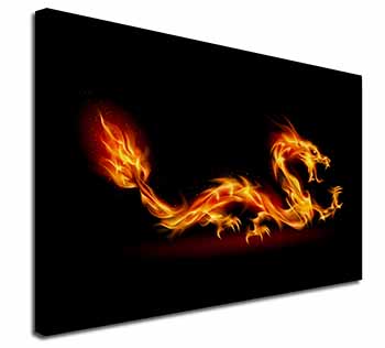 Stunning Fire Flame Dragon on Black Canvas X-Large 30"x20" Wall Art Print