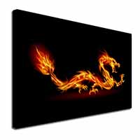 Stunning Fire Flame Dragon on Black Canvas X-Large 30"x20" Wall Art Print