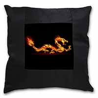 Stunning Fire Flame Dragon on Black Black Satin Feel Scatter Cushion