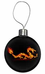 Stunning Fire Flame Dragon on Black Christmas Bauble