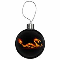 Stunning Fire Flame Dragon on Black Christmas Bauble