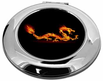 Stunning Fire Flame Dragon on Black Make-Up Round Compact Mirror