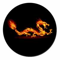 Stunning Fire Flame Dragon on Black Fridge Magnet Printed Full Colour