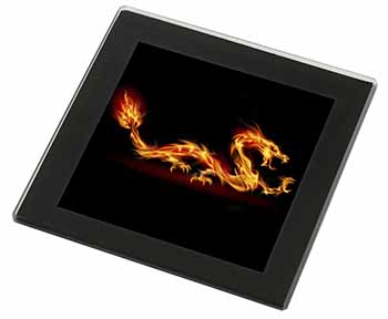 Stunning Fire Flame Dragon on Black Black Rim High Quality Glass Coaster