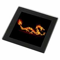 Stunning Fire Flame Dragon on Black Black Rim High Quality Glass Coaster